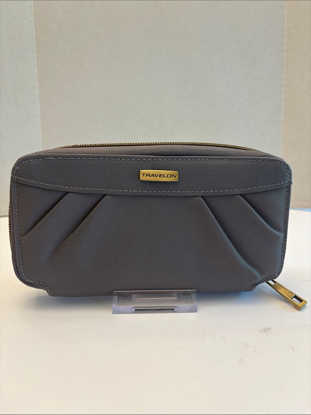 Travelon RFID Charcoal Zip-Around Wallet with Gold Accent